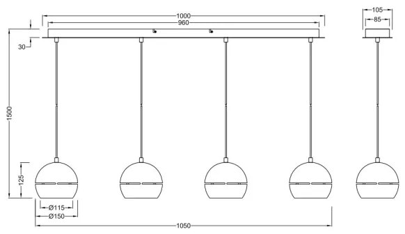 Lustră pe cablu FLETCHER 4xE14/40W/230V crom mat Trio