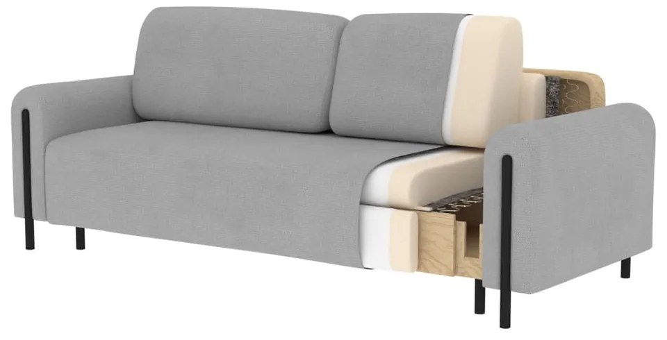 Canapea grej extensibilă/cu spațiu de depozitare cu tapițerie din țesătură bouclé 244 cm Arcadova – ELTAP