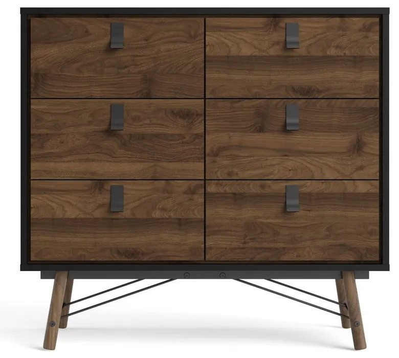 Comodă Tvilum Ry, 102x95 cm, maro închis-negru