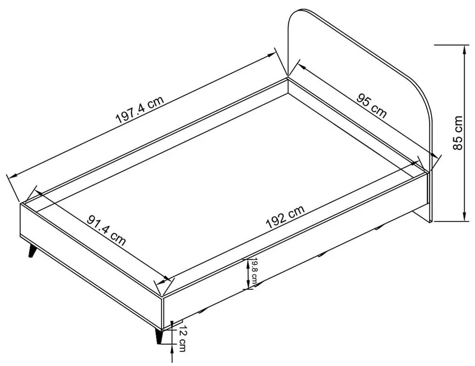 Pat alb 90x190 cm Lavinia – Kalune Design