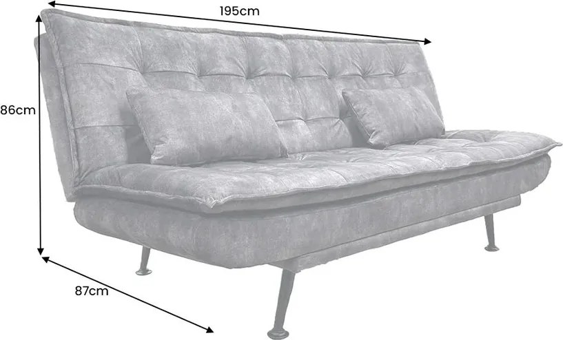 Canapea extensibila, Catifea Gri JAZZ 195cm