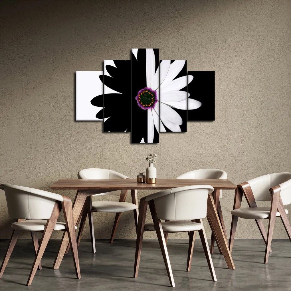 Tablou - Floare, alb- negru (150x105 cm)