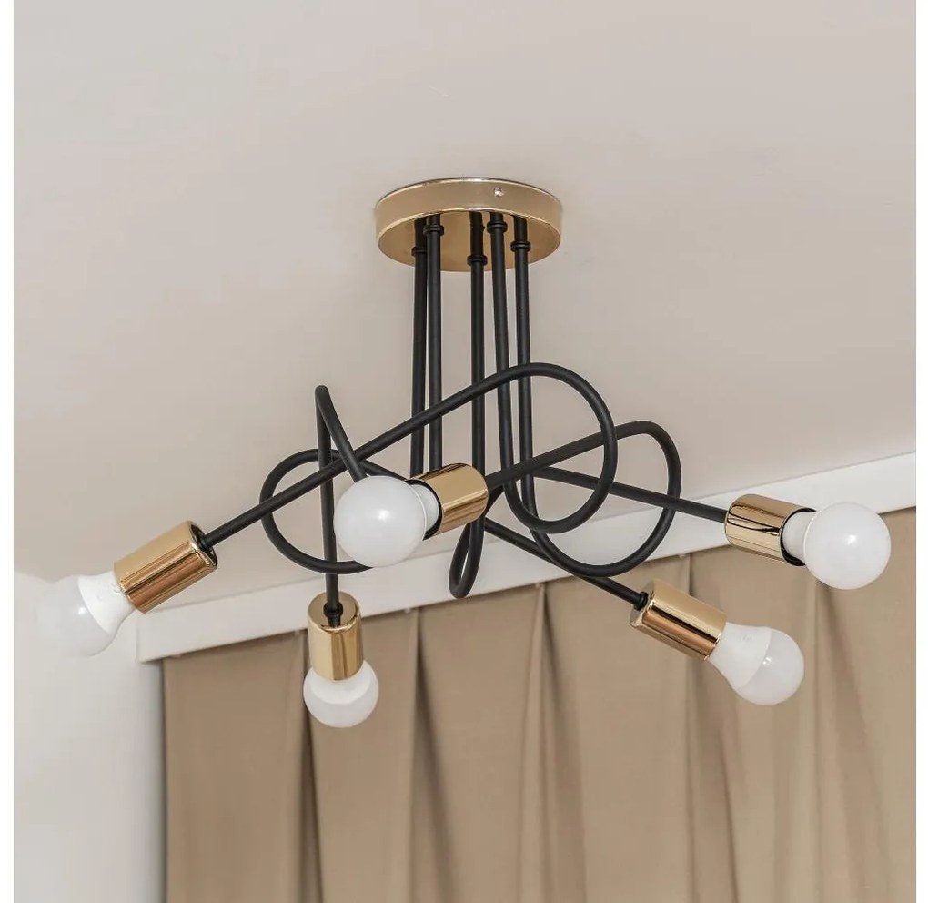 Lustră aplicată OXFORD 5xE27/15W/230V aurie/neagră