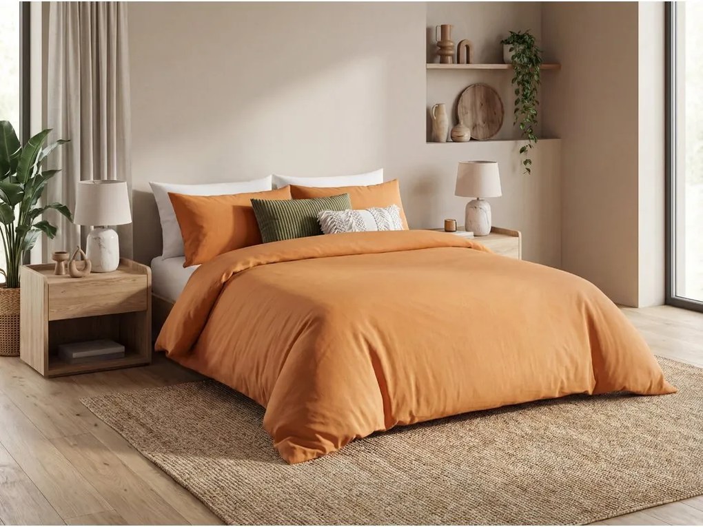 Lenjerie de pat din bumbac CALMORA teracota Dimensiune lenjerie de pat: 2 buc 70 x 90 cm | 200 x 220 cm