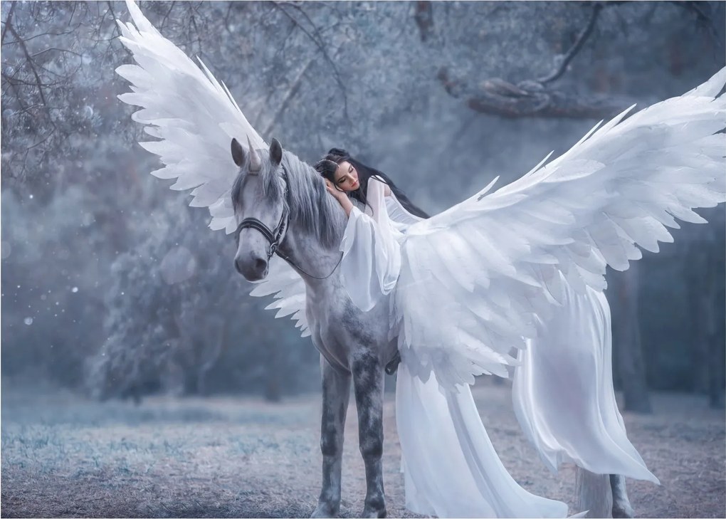 Tablou - Fata și unicorn (70x50 cm)