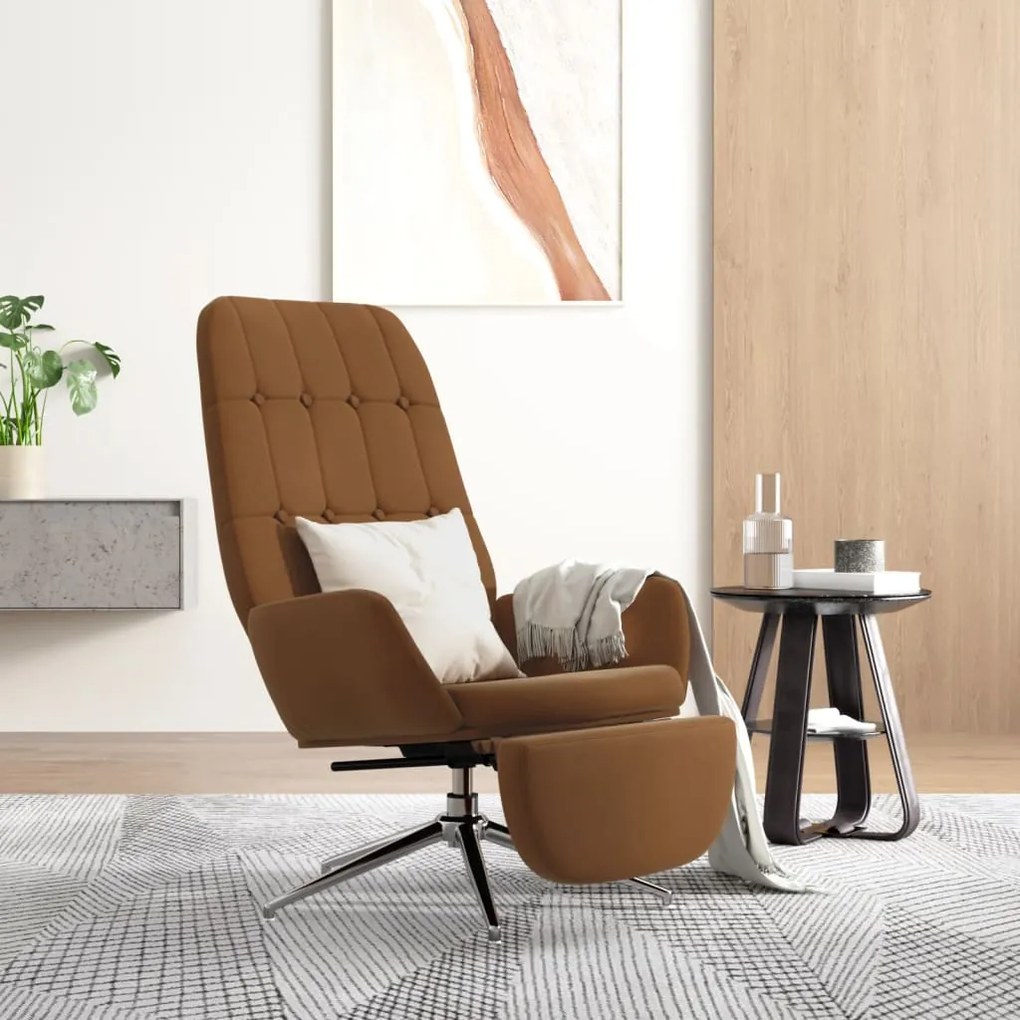 3097698 vidaXL Scaun de relaxare cu suport de picioare, maro, microfibră