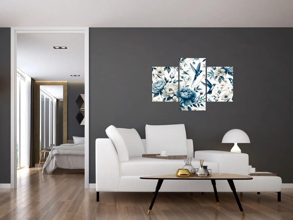 Tablou - Colibri cu flori (90x60 cm)