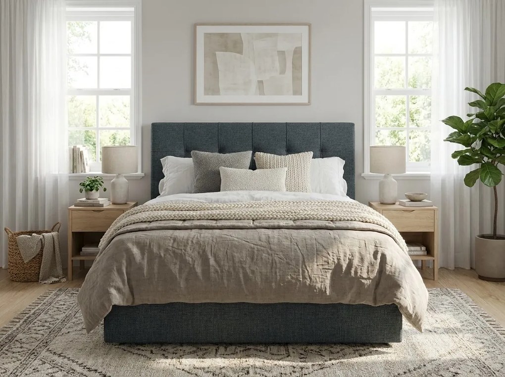 Pat tapițat boxspring DIRELIS VIBE 160x200 cm gri inchis Saltea: Saltea cu arcuri Bonell