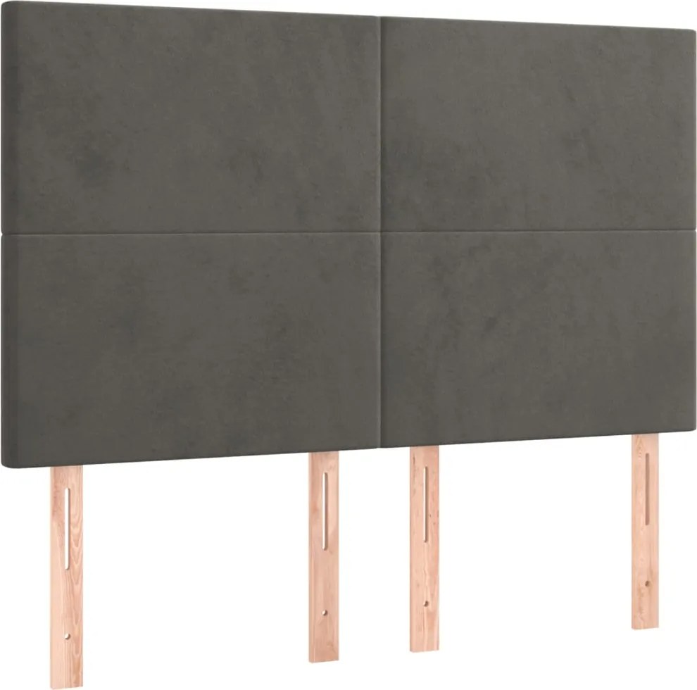 vidaXL Tăblie de pat gri închis 144x5x118/128 cm catifea