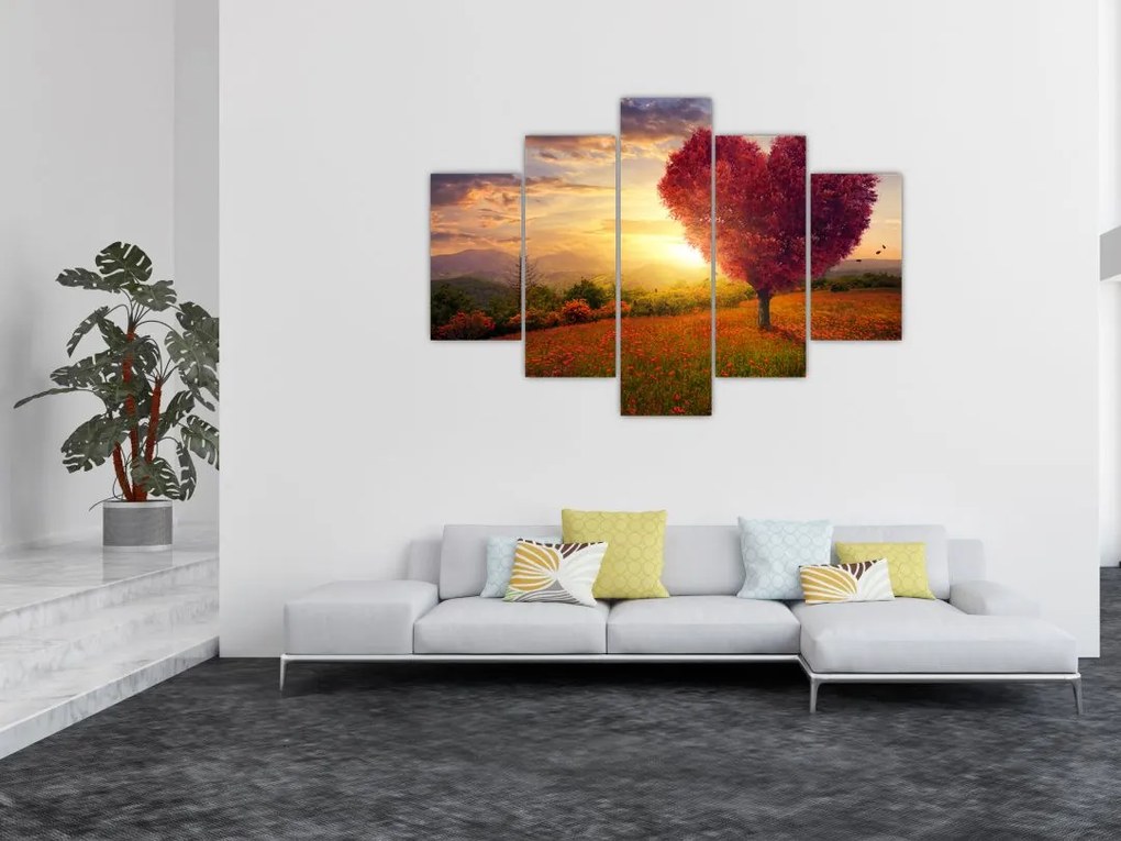 Tablou cu copaci în forma de inimă (150x105 cm)