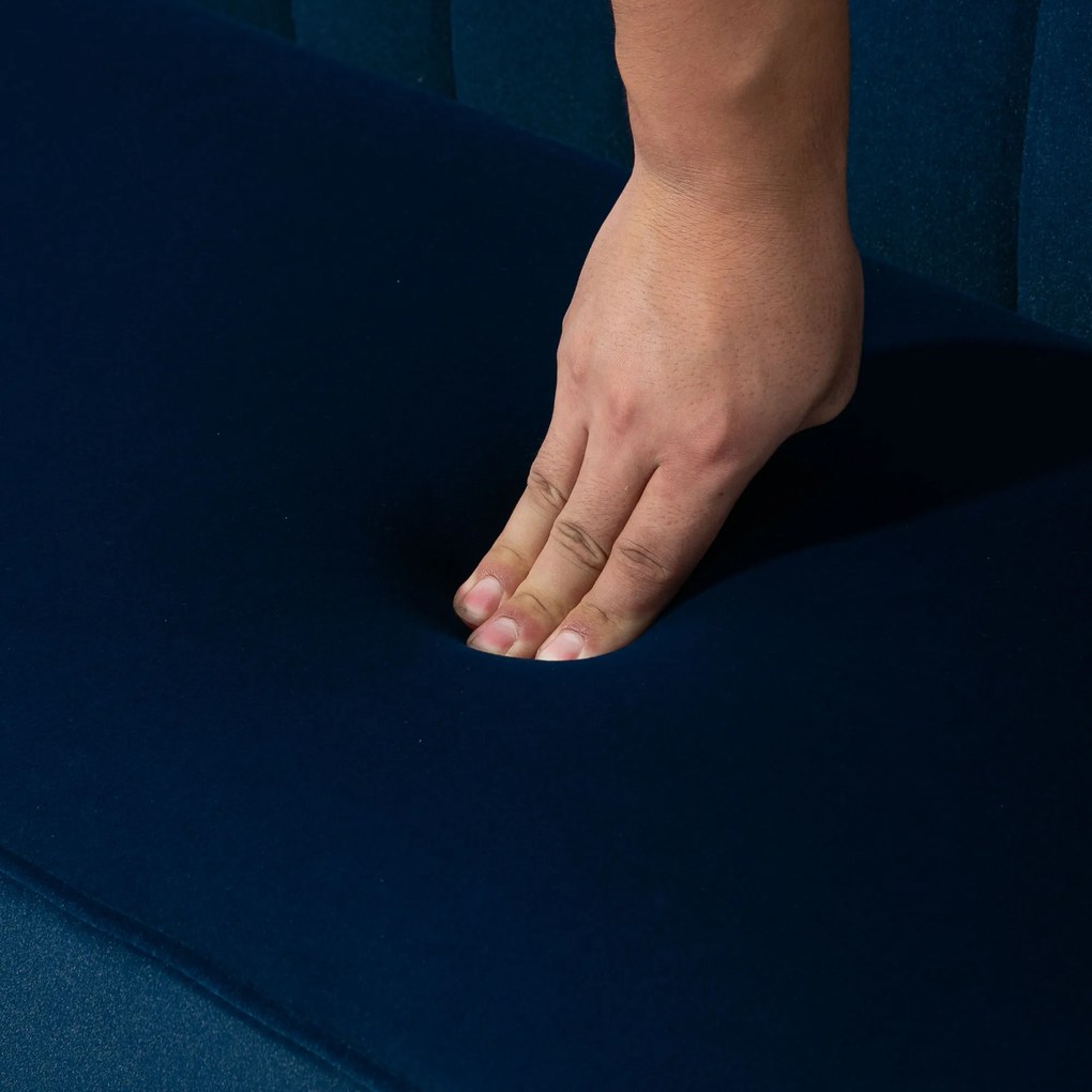 HOMCOM Canapea design retro 2 locuri, picioare din lemn, 117 cm x 56,5 cm x 77 cm, Albastru | Aosom Romania