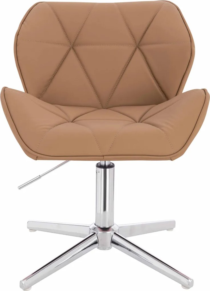 HR111CROSS Scaun Caramel Piele Ecologica Premium Soft cu Bază Cromata