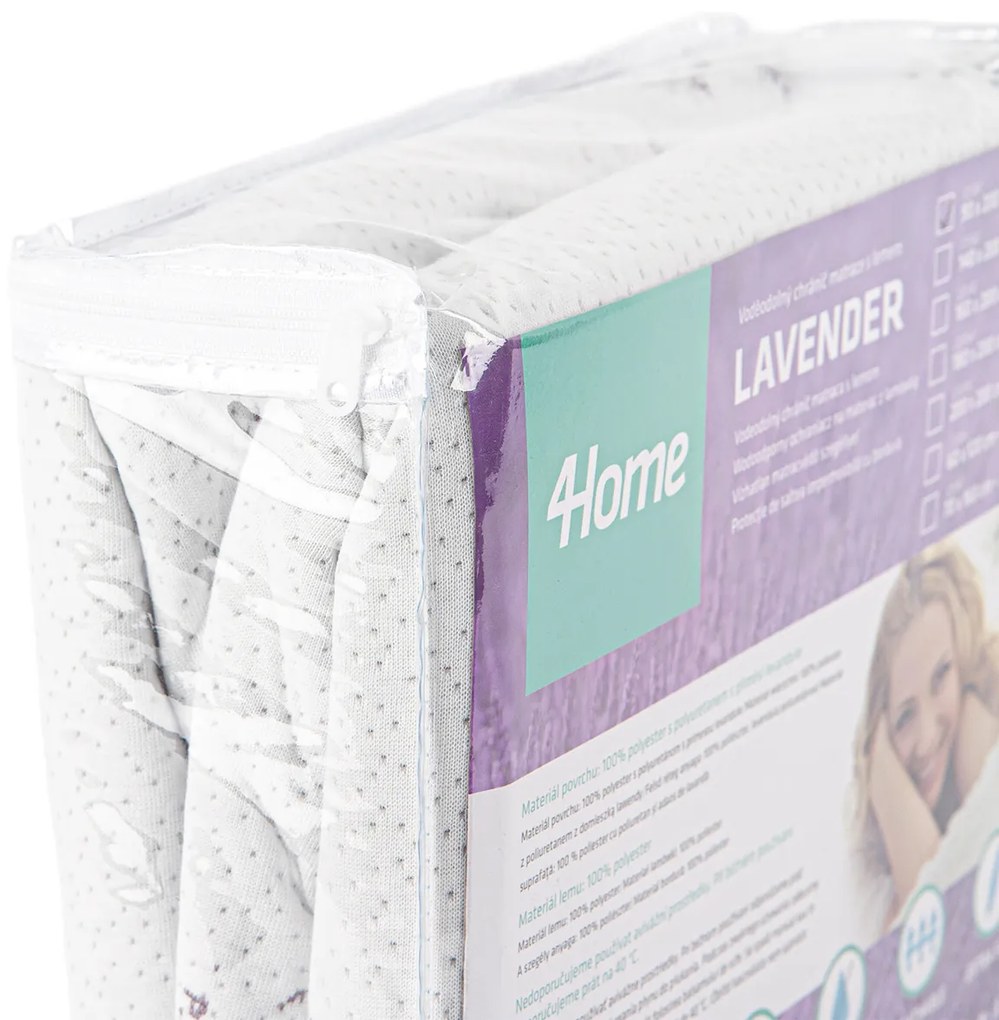 Protecție saltea 4Home Lavender cu bordură, 160 x 200 cm + 30 cm, 160 x 200 cm