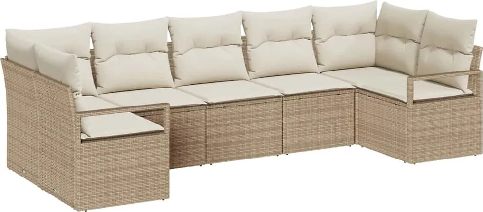 vidaXL Set de canapele pentru grădină 7 pcs Bej și Alb poliratan
