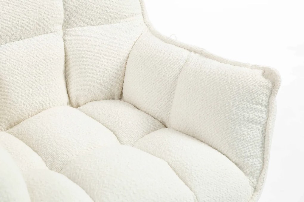 HR560N Scaun Crem din Boucle cu Bază Aurie