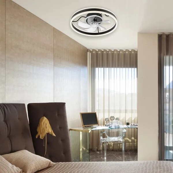 LED Plafonieră cu ventilator APOLLO LED/38W/230V negru + DO