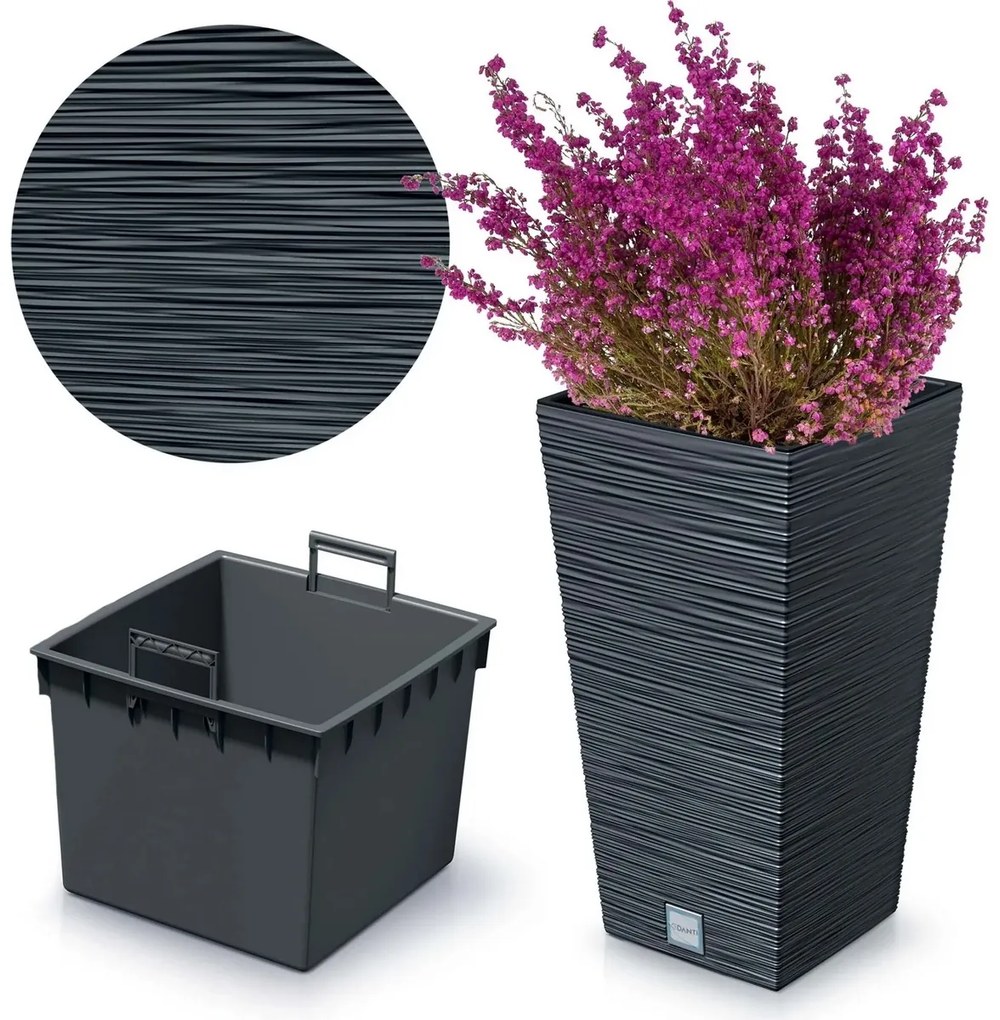 Ghiveci de flori FURU SQUARE 24 cm, antracit, 24 cm