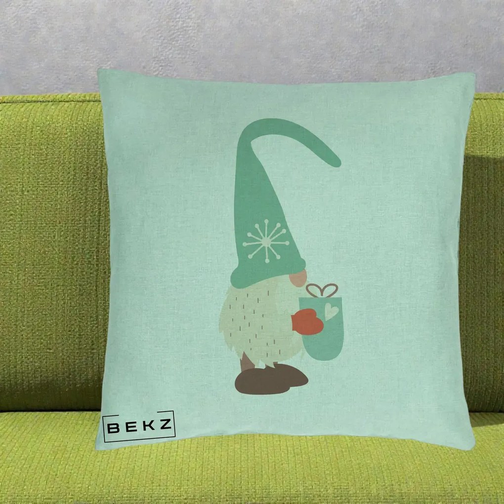 Perna Decorativa Gnom Nordic cu Cana Calda Menta, 40x40 cm, Verde Menta, Husa Detasabila, Perna Inclusa, BEKZ®