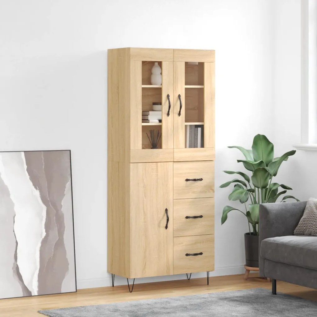3198500 vidaXL Dulap înalt, stejar sonoma, 69,5x34x180 cm, lemn compozit