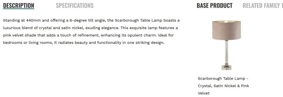 Veioza/Lampa de masa design modern Scarborough, nickel, roz