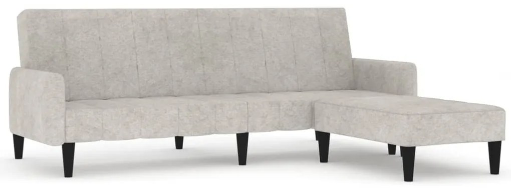 3121290 vidaXL Canapea extensibilă 2 locuri, taburet, gri deschis, microfibră