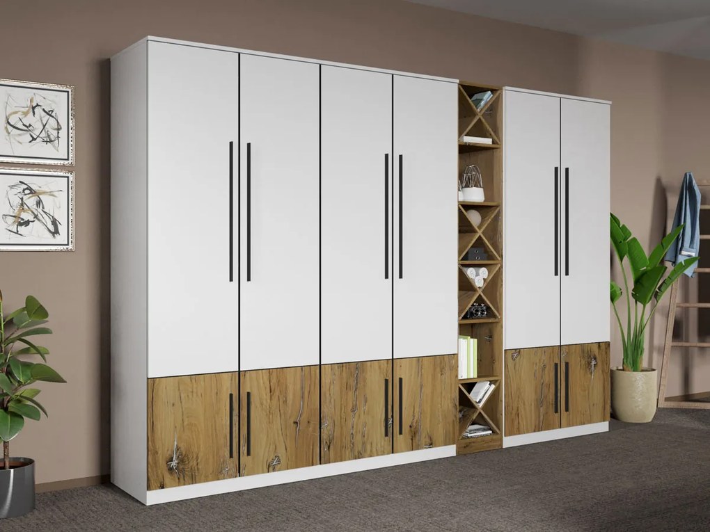 Set mobila dormitor 4 piese Alb/Stejar Eclipse C16