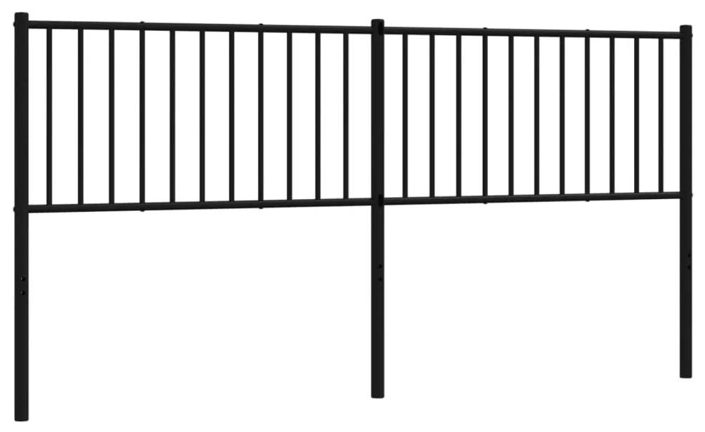 350900 vidaXL Tăblie de pat metalică, negru, 180 cm