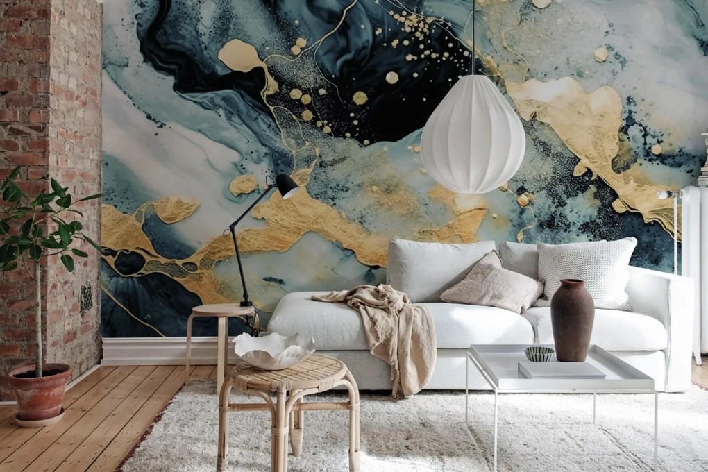 Fototapet, Marble Stream, Blue, Rebel Walls