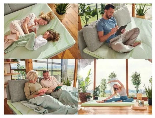 Resigilat: Topper Dormeo Nature Aloe Vera II D110081467, 5cm, 90x200cm, Spuma 3D Orthocell, CleanEffect, Sistem AirX, Anti-alunecare, Alb/verde