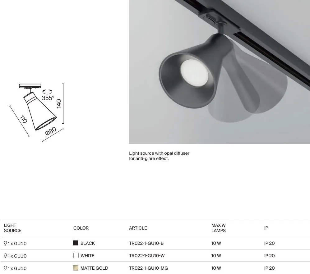 Spot, accesoriu pentru sinele monofazate Unity, Virar auriu mat