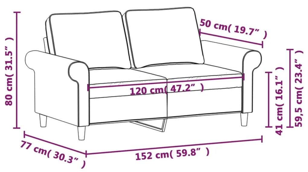 Canapea cu 2 locuri, galben deschis, 120 cm, material textil Galben deschis, 152 x 77 x 80 cm