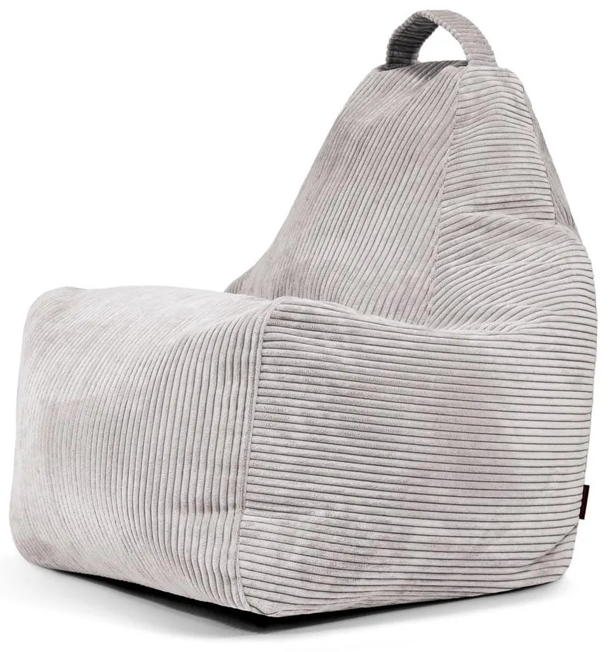 Fotoliu bean bag gri deschis cu tapițerie din catifea reiată Play Amuse – SLOWDOWN