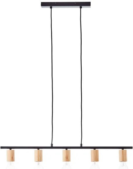 Brilliant - Candelabru KERRY suspendat pe cablu 5xE27/40W/230V negru/bambus