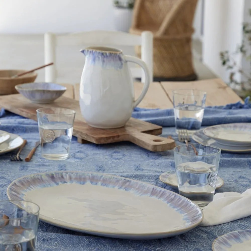 Platou servire din gresie ceramică Costa Nova Brisa, albastru - alb