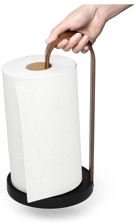 Suport vertical pentru prosoape de bucătărie din hârtie negru din lemn ø 17 cm Bellwood – Umbra