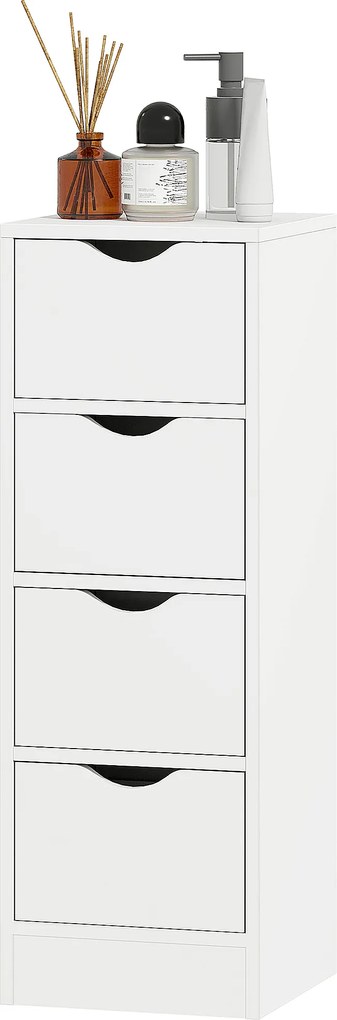 HOMCOM Mobilier pentru baie, corp de depozitare cu 4 sertare și mânere tip canelură, 29 x 29 x 83 cm, alb | Aosom Romania