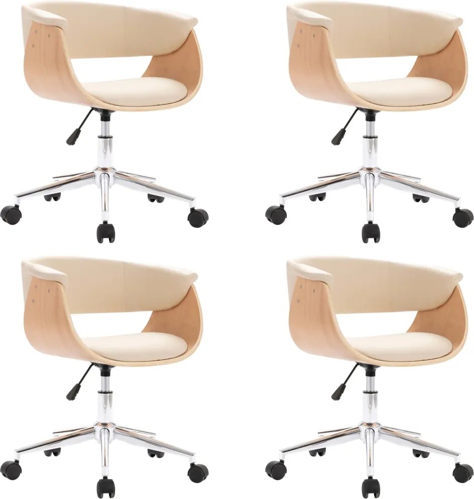 vidaXL Scaune de sufragerie pivotante 4 buc. crem piele artificială