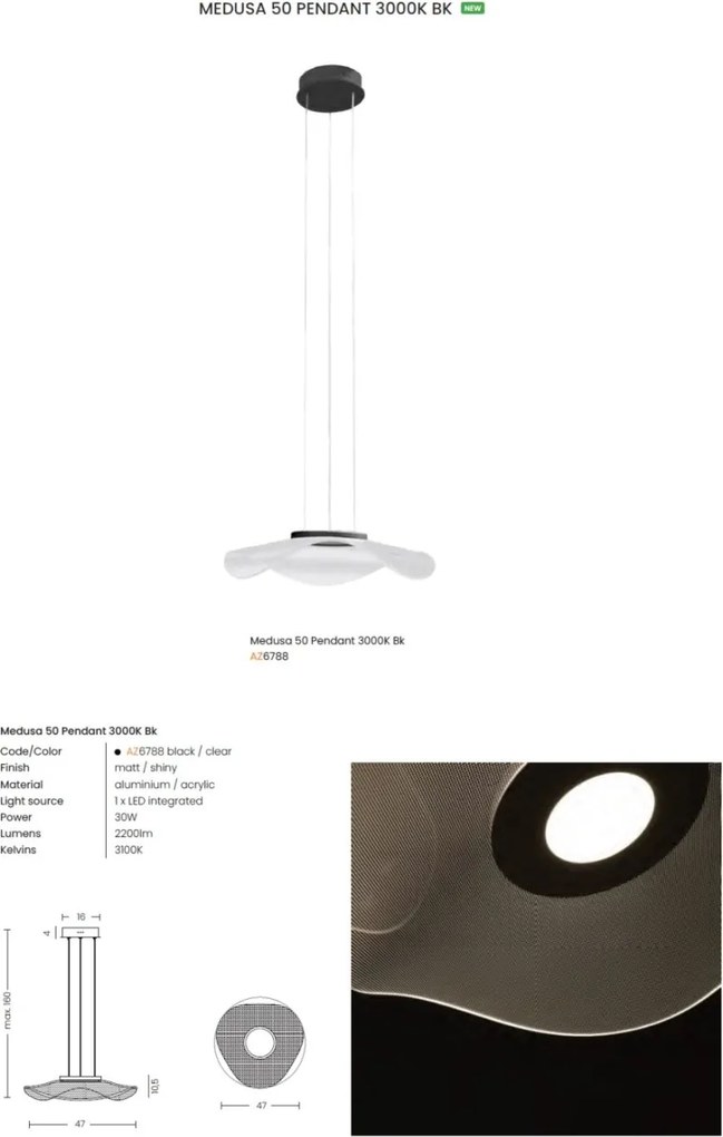 Lustra/Pendul LED modern MEDUSA 50 3000K BK