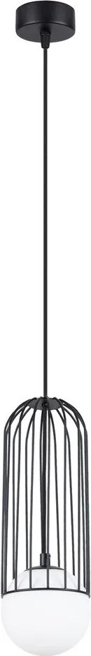 Lustră albă/neagră cu abajur din sticlă Belinda – Sollux