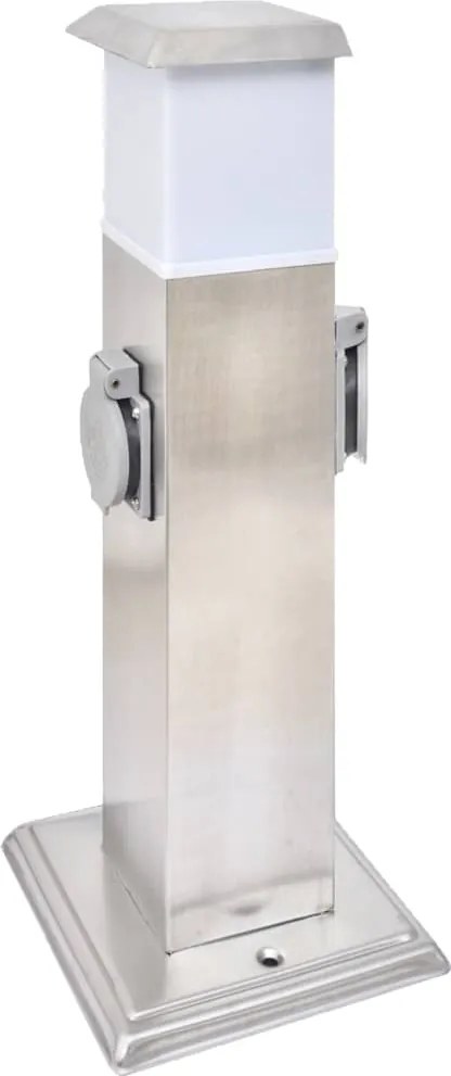 vidaXL Stâlp priză pentru grădină din oțel inoxidabil cu felinar