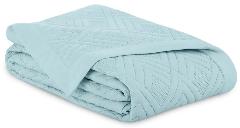 Cuvertură albastru-deschis matlasată din microfibră 220x240 cm Ophelia – Restilo