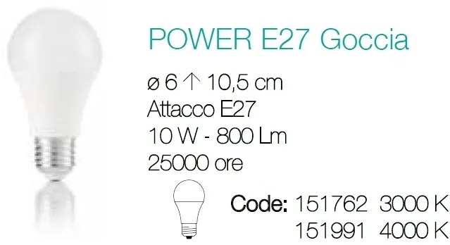 Bec LED POWER E27 10W GOCCIA 4000K 151991