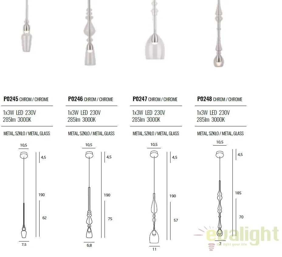 Pendul LED design modern decorativ Murano D P0248 MX