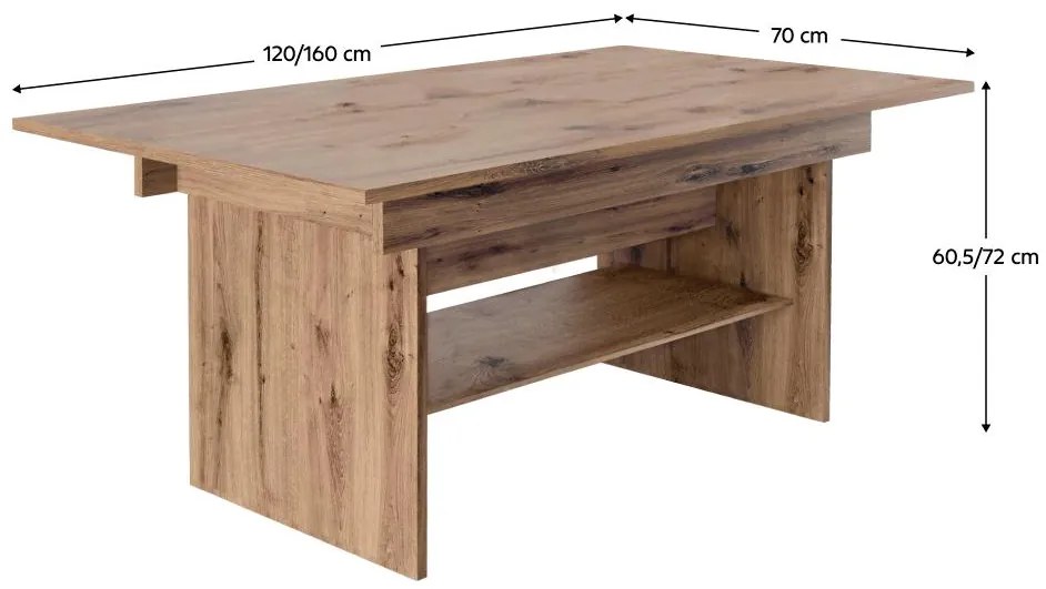 Masă de sufragerie extensibilă Likud (stejar artisan) (pentru 4-6 persoane). 1116383