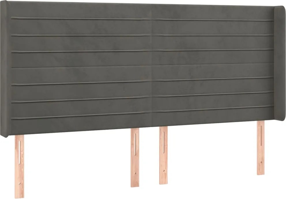 vidaXL Tăblie de pat cu aripioare gri închis 163x16x118/128 cm catifea