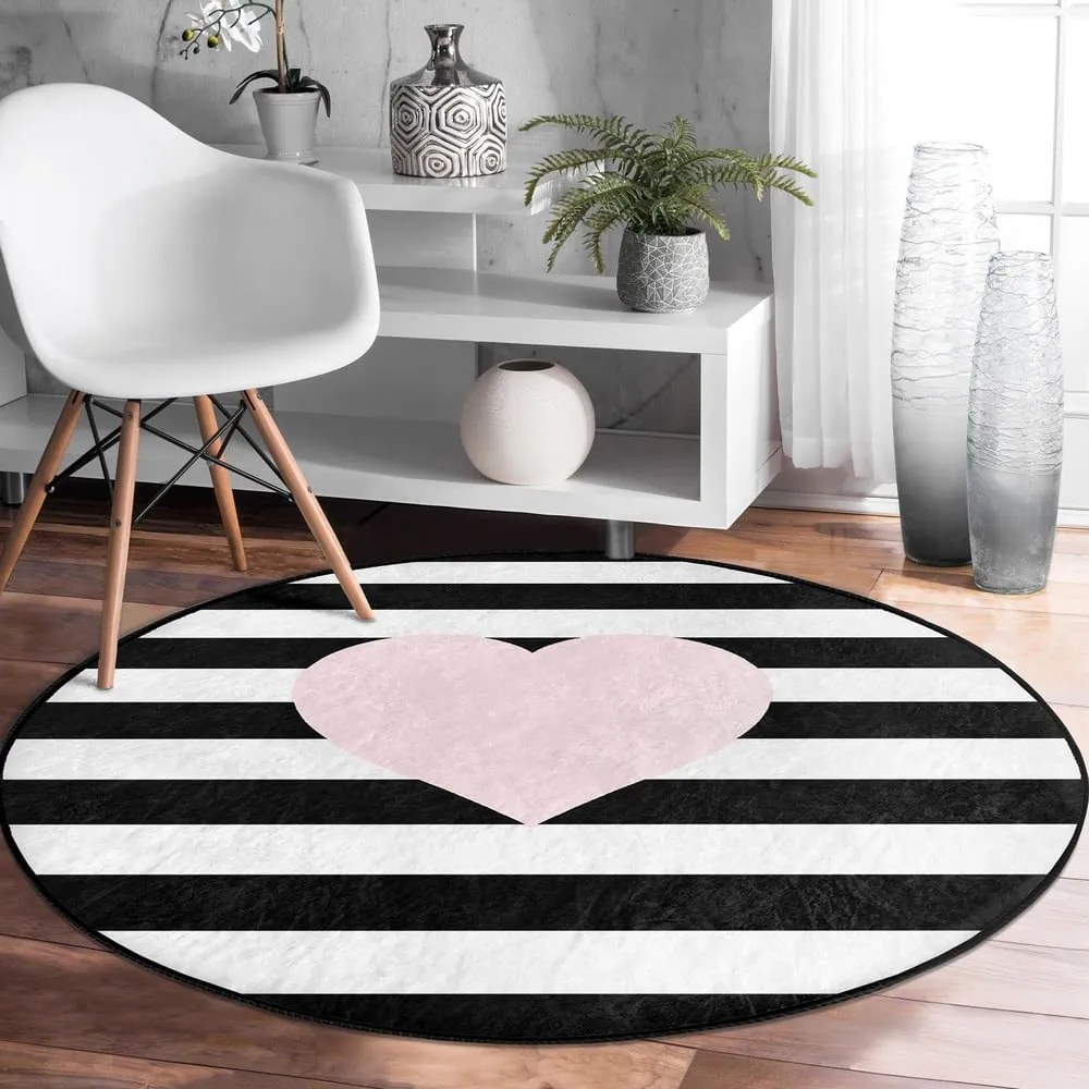 Covor rotund pentru copii negru-alb ø 120 cm Comfort – Mila Home