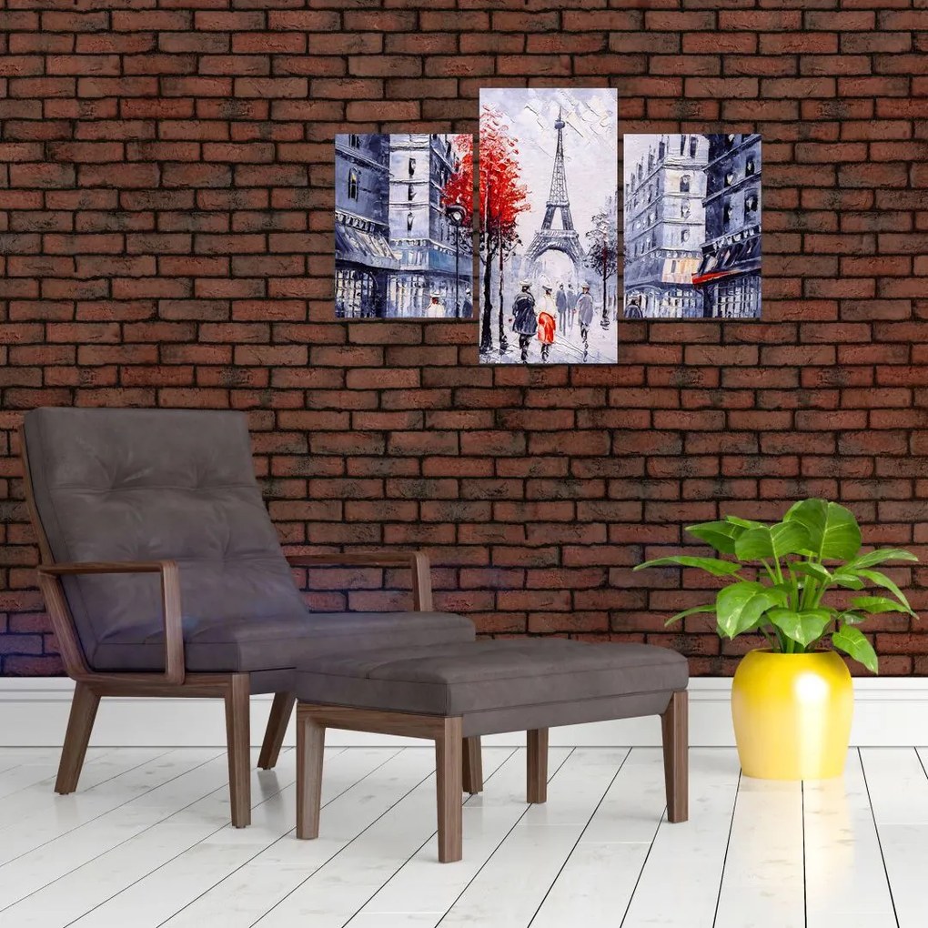 Tablou - Străzi din Paris, pictură în ulei (90x60 cm)