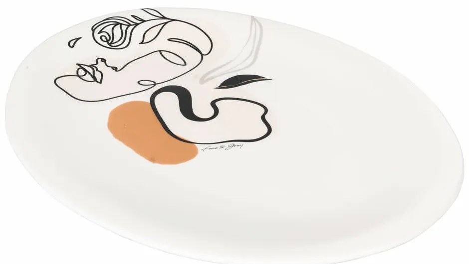 Farfurie din ceramică VDE Tivoli 1996 Face to Grey, 38 x 27,5 cm