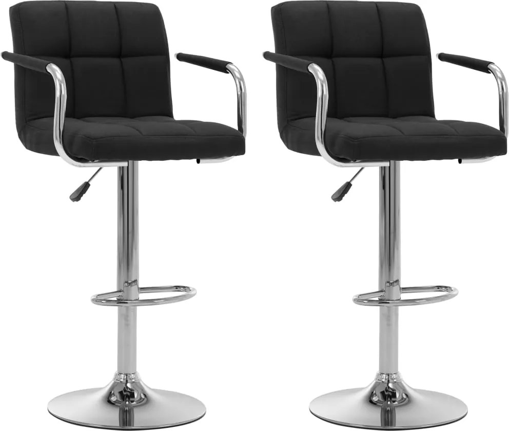 vidaXL Scaune de bar, 2 buc., negru, material textil