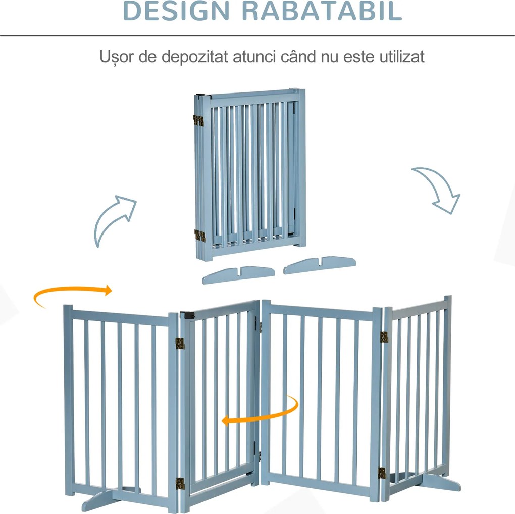 PawHut Poartă de Siguranță Pliabilă pentru Câini Talie Mică/Medie 237.5x36x80 cm Gri | Aosom Romania